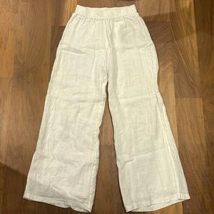 White Lenin Pants: double lined, elastic waist